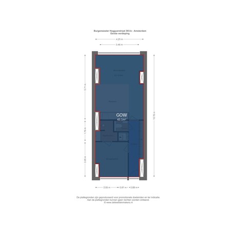 Floorplan - Burgemeester Hogguerstraat 393B, 1064 CS Amsterdam